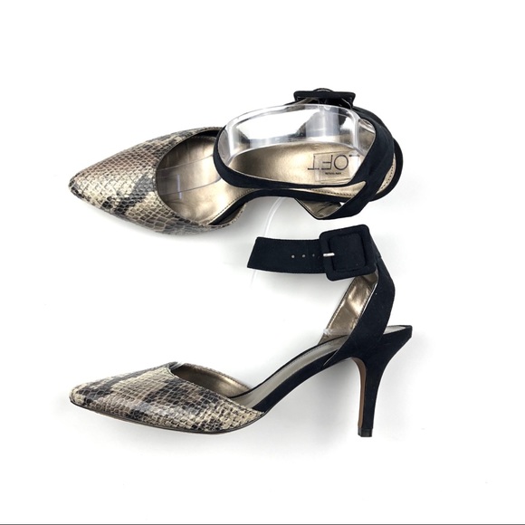 LOFT Shoes - Ann Taylor Loft Heel Black Point Snake 7.5 Suede